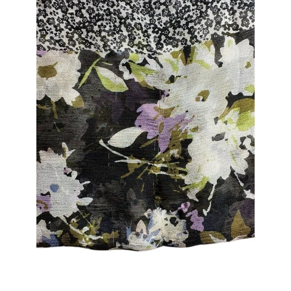 J. Jill 100% Silk Floral Women's Scarf Black Purple 20x64 - Picture 5 of 7